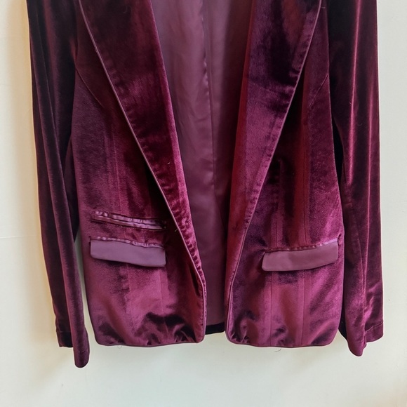 FATE Burgundy Red Velvet Luxe Notched Lapel One Button Blazer Womens Size S - Picture 5 of 14
